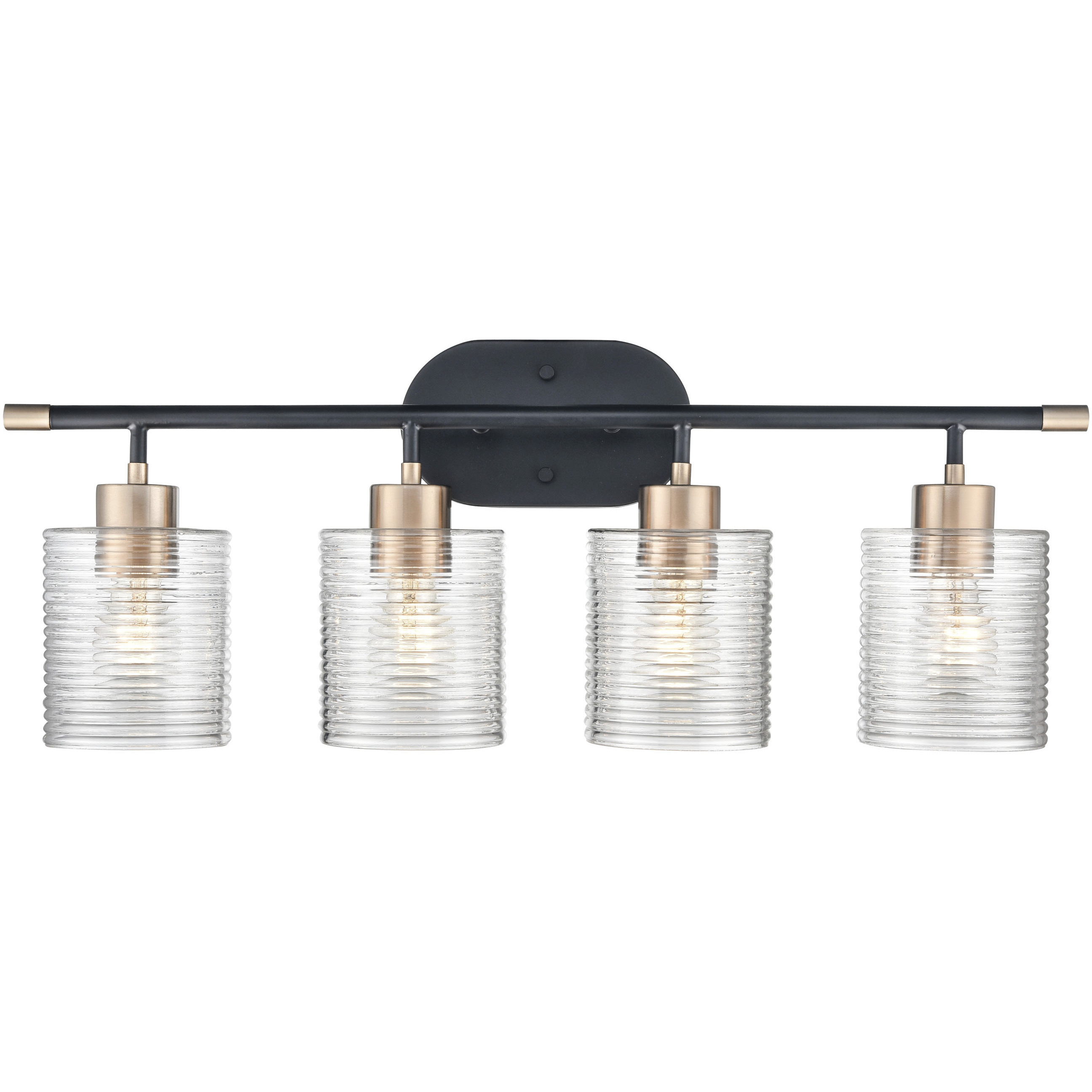 Renitta 4 Light 28.25 inch Matte Black/Modern Gold Bathroom Vanity Light Wall Light